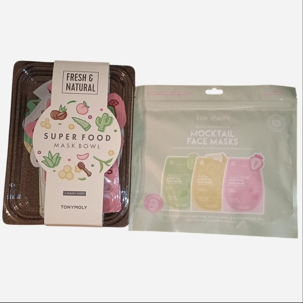 Tonymoly Super Food Mask Bowl And ESW Beauty Mocktail Face Mask Bundle